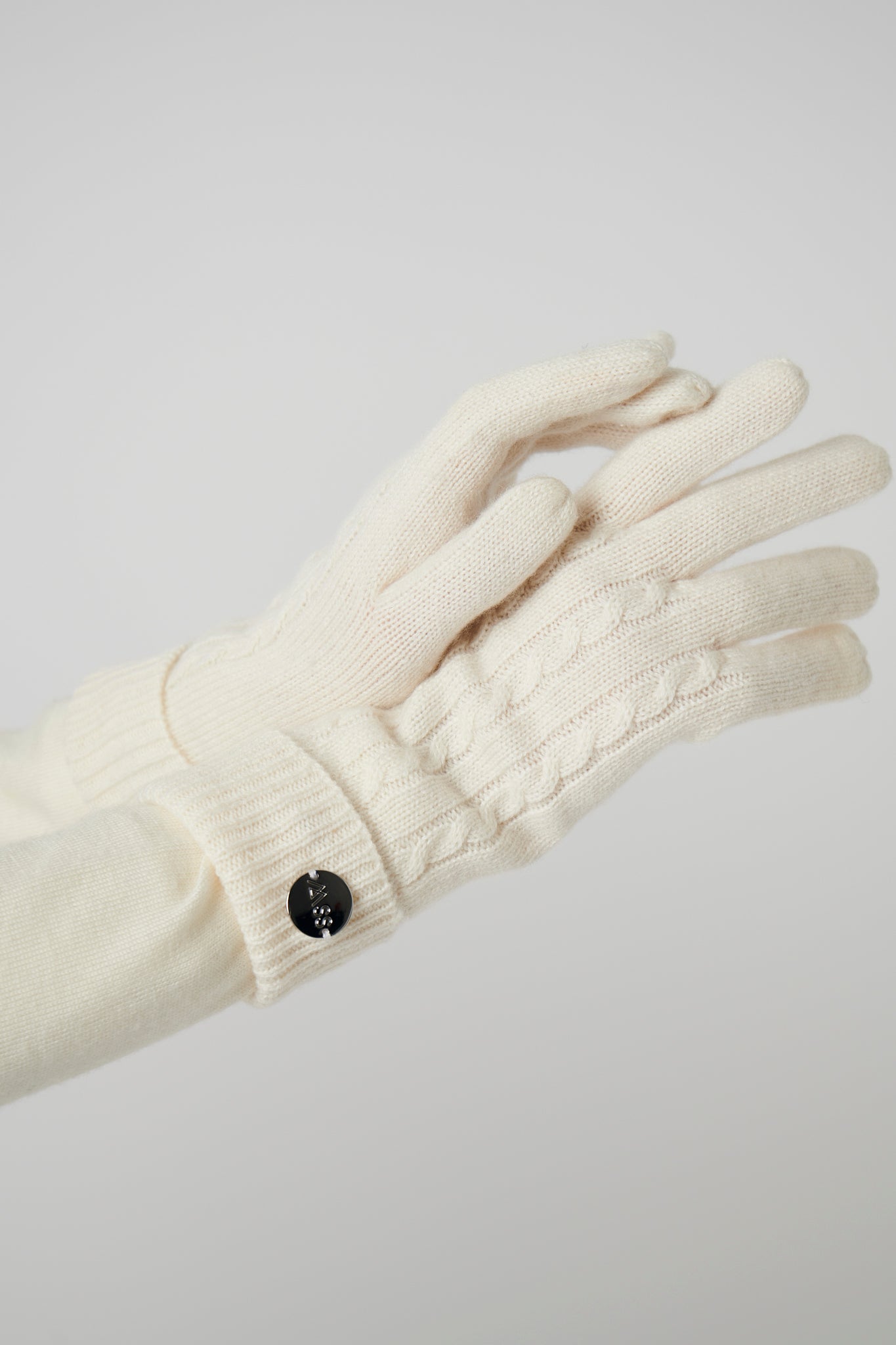 Cashmere Cable Gloves - Cream