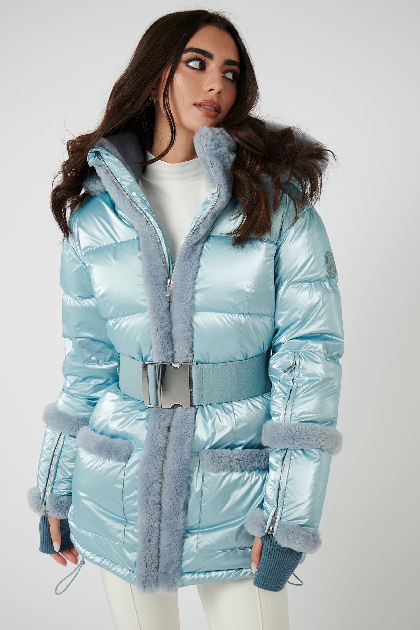 Shearling Pioneer Puffer Jacket Glacier