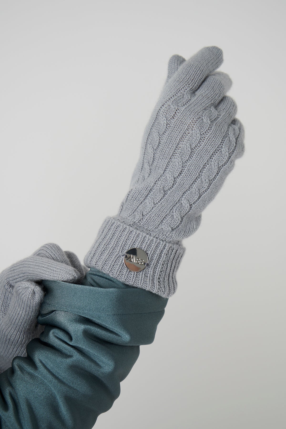 Cashmere Cable Gloves Grey