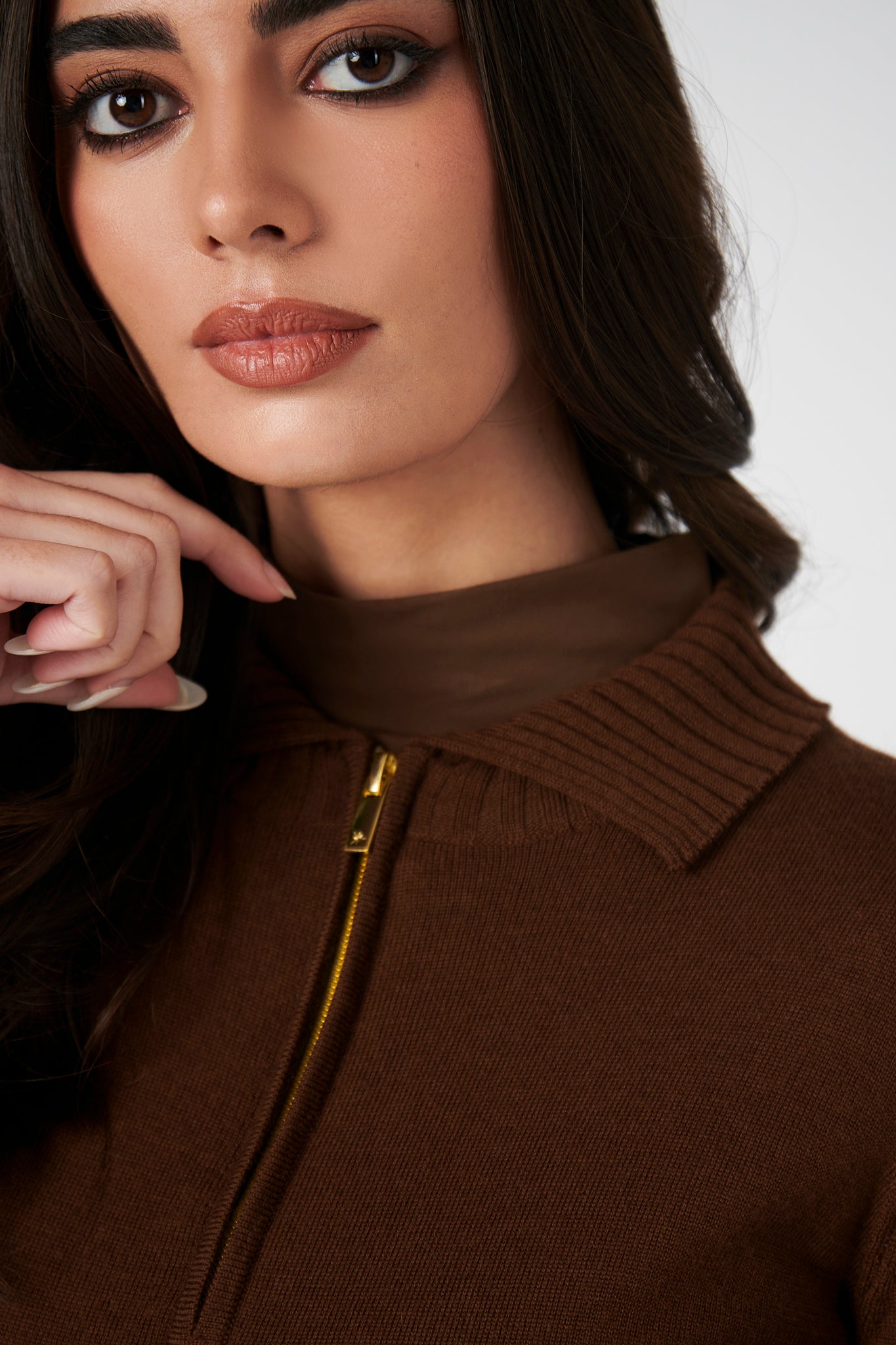 Contour Merino Mid Layer Top - Chocolate