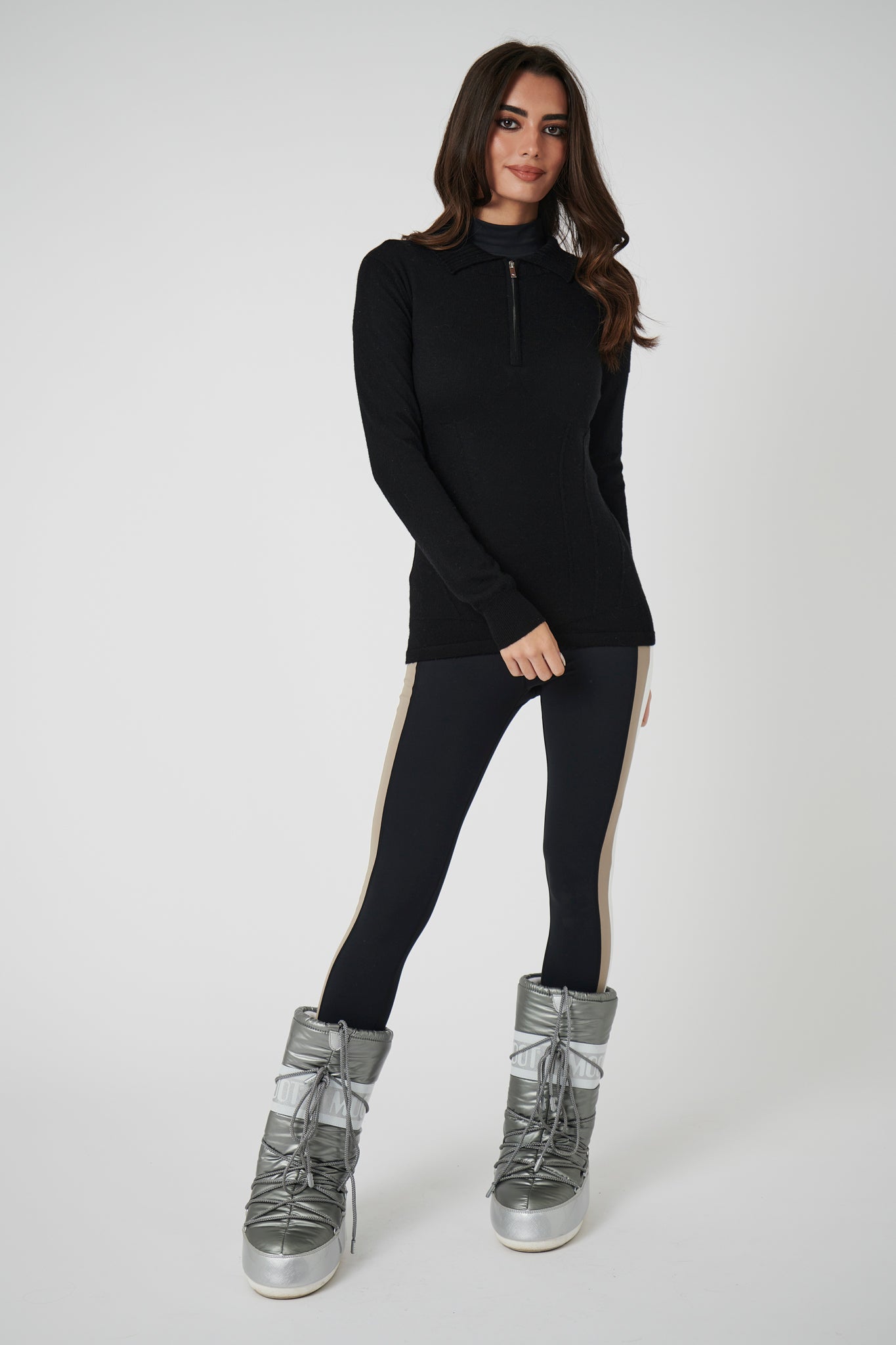 Contour Merino Mid Layer Top - Black