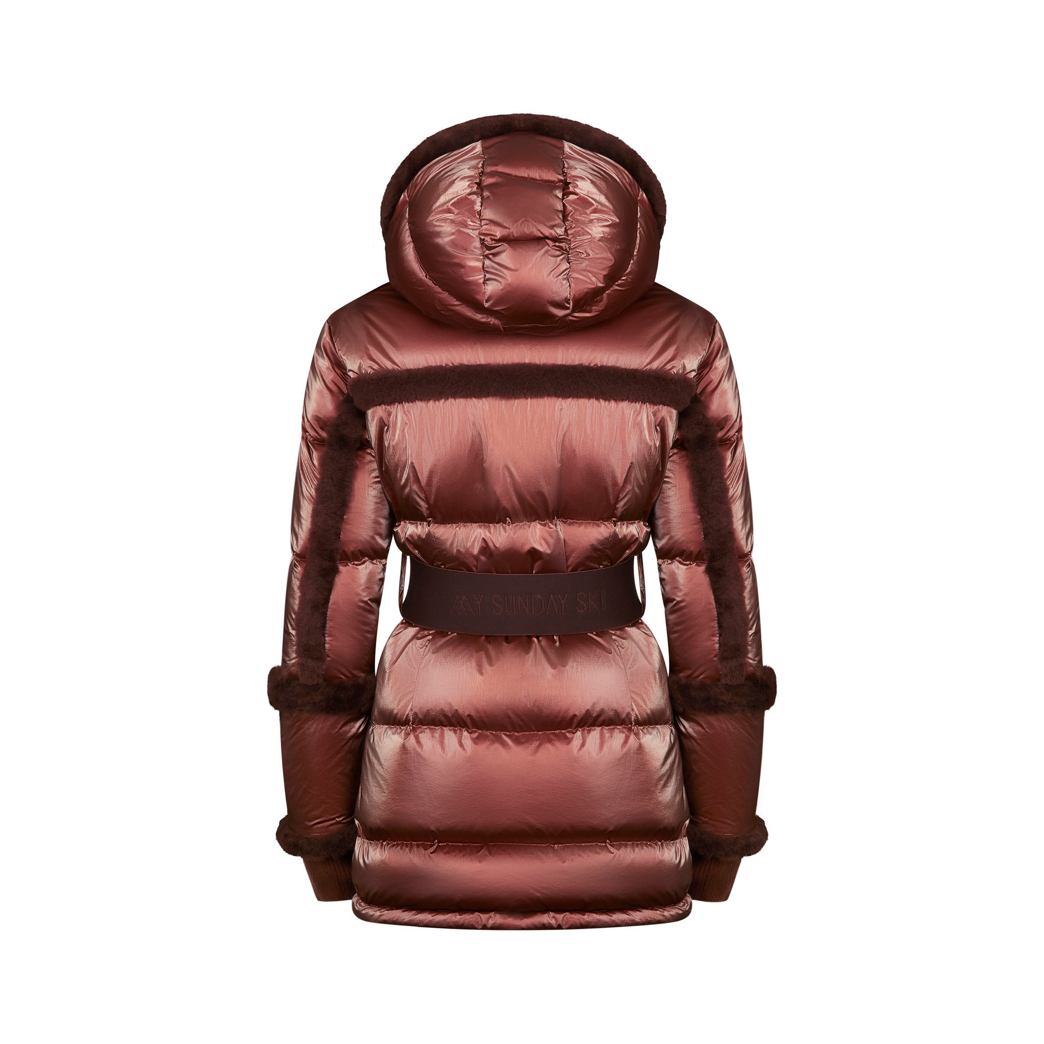 Shearling Pioneer Puffer Ski Jacket - Cherry Chocolate