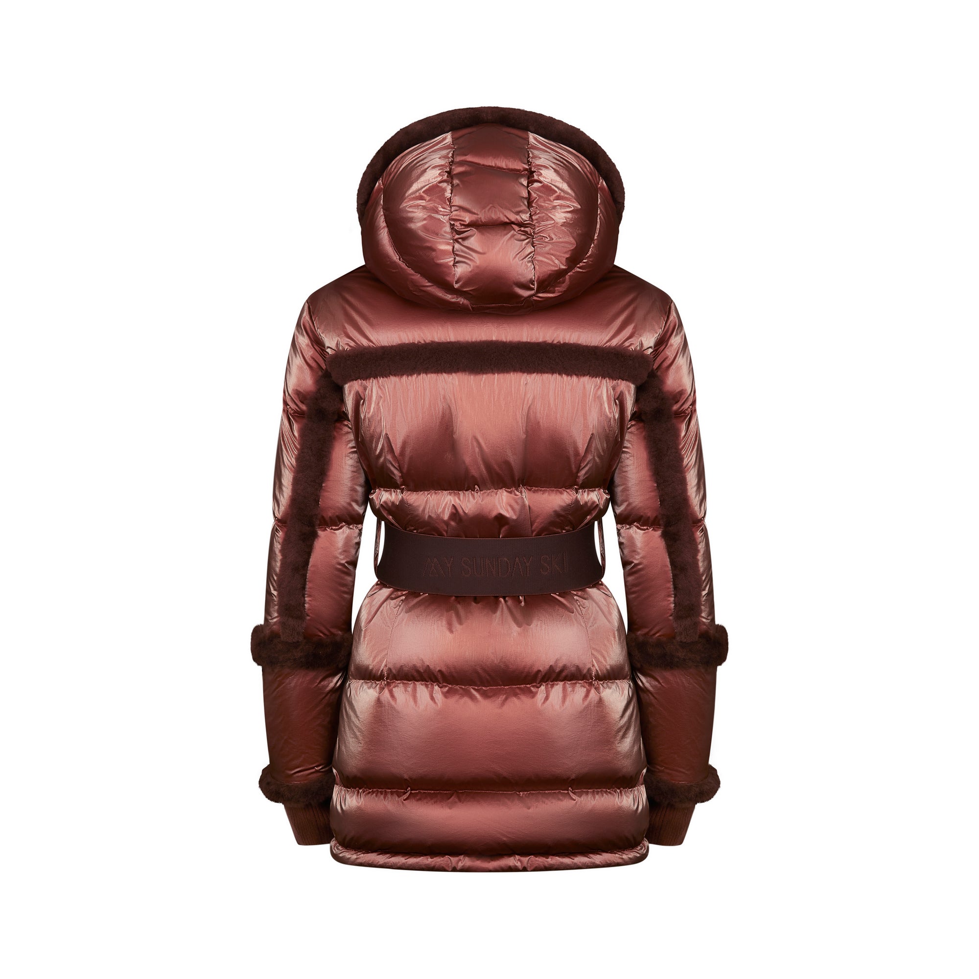 Shearling Pioneer Puffer Ski Jacket - Cherry Chocolate