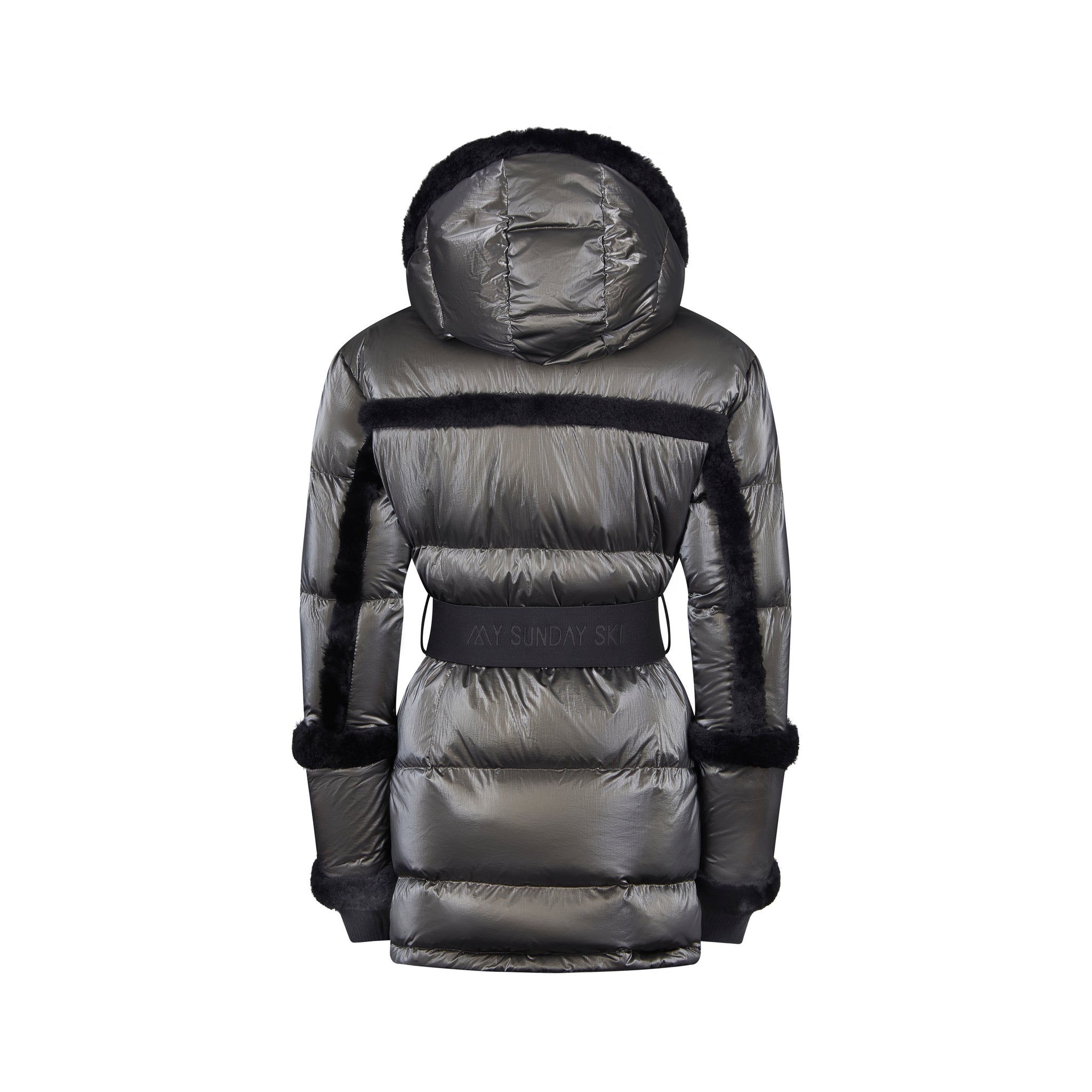 Shearling Pioneer Puffer Ski Jacket - Charcoal Black